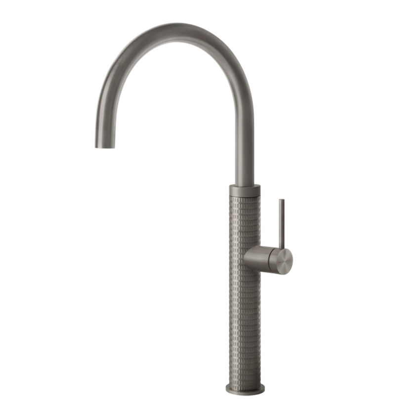 Immagine di Gessi 316 miscelatore monocomando H.47 cm, con bocca girevole, finitura steel brushed 60018#239