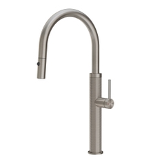 Immagine di Gessi 316 miscelatore monocomando H.47 cm, con bocca girevole e doccetta estraibile doppio getto, finitura steel brushed 60026#239