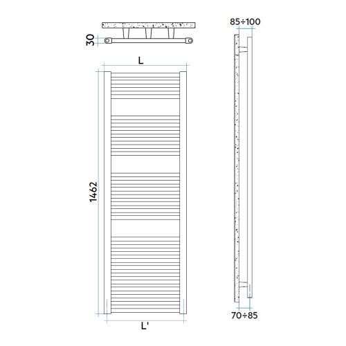 Immagine di Irsap ARES CROMATO scaldasalviette, 28 tubi, 3 intervalli, H.146,2 L.48 P.3 cm, finitura cromo Cod.50 EIL048B50IR01NNN01
