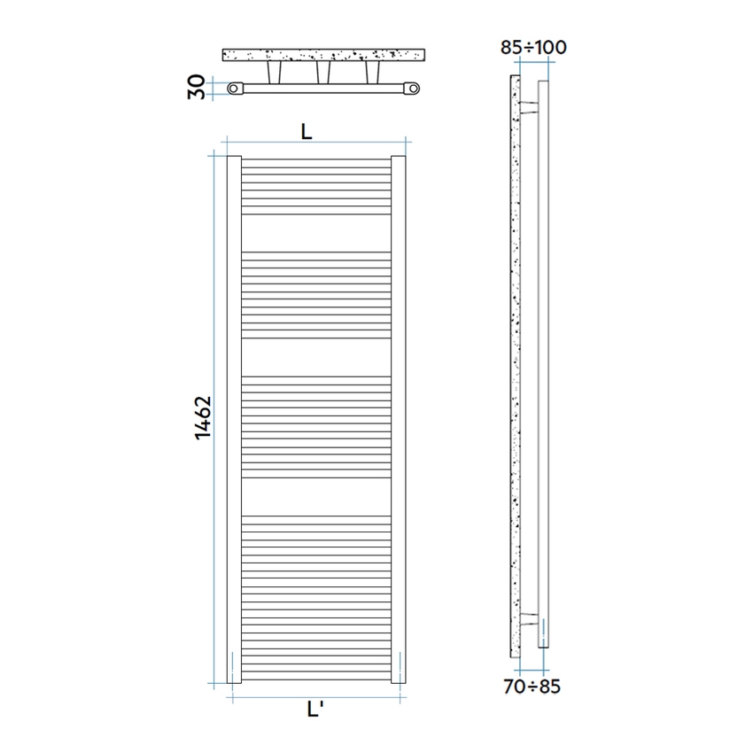 Immagine di Irsap ARES CROMATO scaldasalviette, 28 tubi, 3 intervalli, H.146,2 L.48 P.3 cm, finitura cromo Cod.50 EIL048B50IR01NNN01