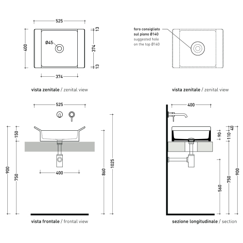 Immagine di Flaminia BOX 40 lavabo da appoggio L.40 cm, senza foro per rubinetteria e senza troppopieno, colore bianco latte finitura opaco BX40ALAT