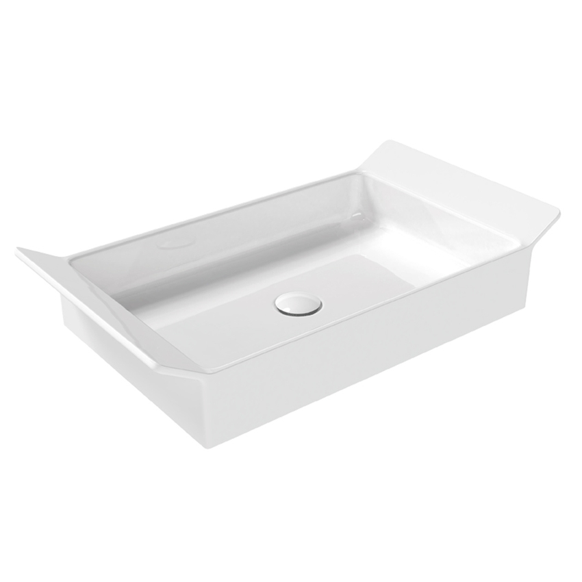 Immagine di Flaminia BOX 60 lavabo da appoggio L.60 cm, senza foro per rubinetteria e senza troppopieno, colore bianco finitura lucido BX60A