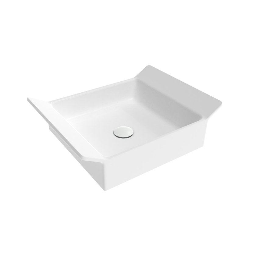 Immagine di Flaminia BOX 40 lavabo da appoggio L.40 cm, senza foro per rubinetteria e senza troppopieno, colore bianco latte finitura opaco BX40ALAT