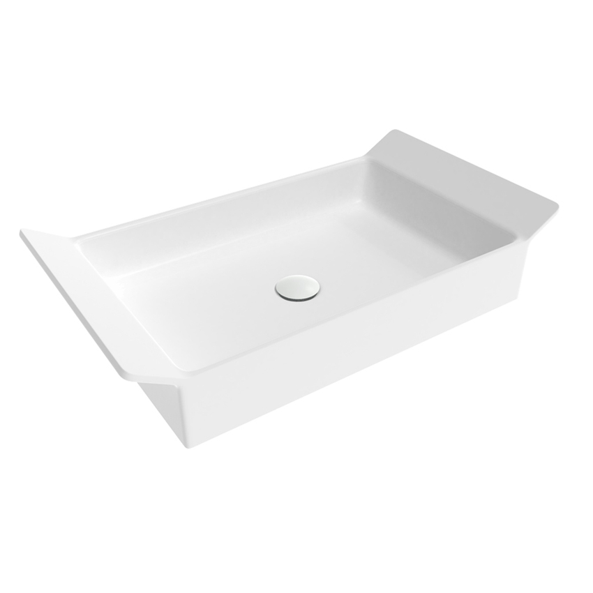 Immagine di Flaminia BOX 60 lavabo da appoggio L.60 cm, senza foro per rubinetteria e senza troppopieno, colore bianco latte finitura opaco BX60ALAT