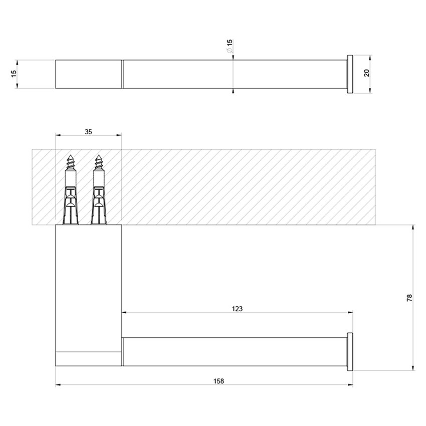 Immagine di Gessi ORIGINI porta rotolo a parete, orizzontale o verticale, finitura cromo 66455#031