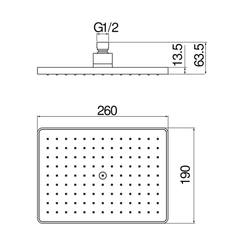 Immagine di Nobili Soffione a snodo rettangolare L.26 P.19 cm, finitura cromo AD139/132CR
