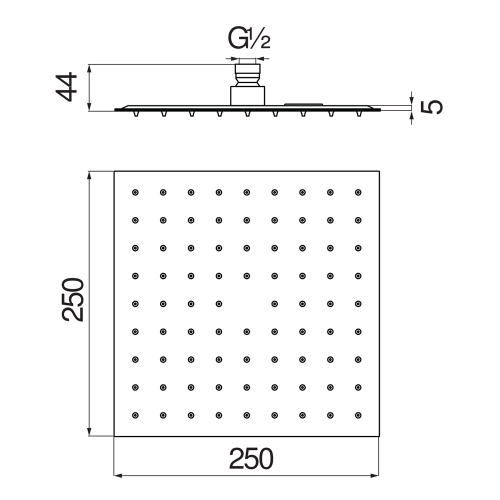 Immagine di Nobili Soffione a snodo quadrato 25 cm, con sistema anticalcare, finitura cromo AD139/134CR