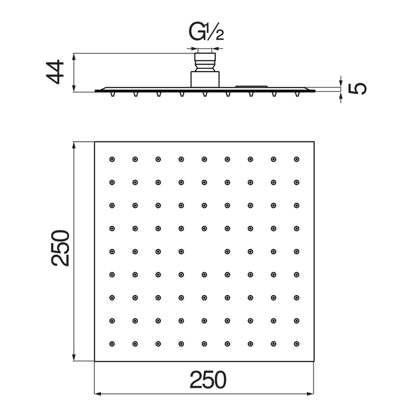 Immagine di Nobili Soffione a snodo quadrato 25 cm, con sistema anticalcare, finitura cromo AD139/134CR