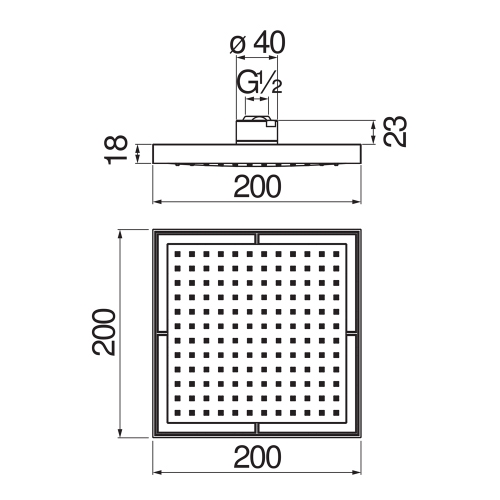 Immagine di Nobili Soffione a snodo quadrato 20 cm, finitura cromo AD139/17CCR