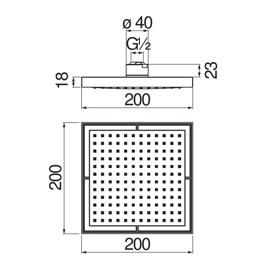 Immagine di Nobili Soffione a snodo quadrato 20 cm, finitura cromo AD139/17CCR