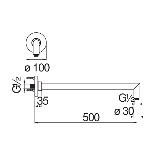 Immagine di Nobili Braccio a parete P.50 cm, finitura cromo AD138/59CR