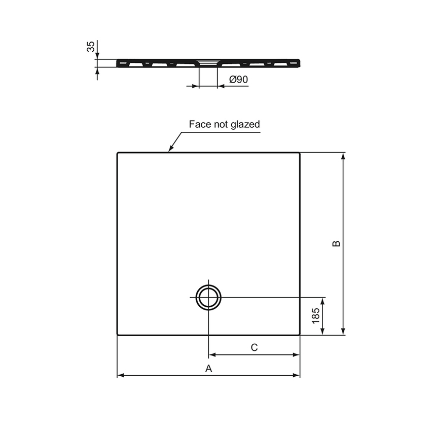 Immagine di Ideal Standard STRADA+ piatto doccia rettangolare L.100 P.70 cm, colore bianco finitura sabbia sottile T5642IG