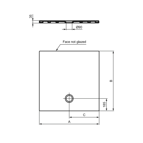 Immagine di Ideal Standard STRADA+ piatto doccia rettangolare L.90 P.70 cm, colore bianco finitura sabbia sottile T5641IG