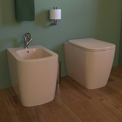 Immagine di Flaminia PLAY bidet a pavimento P.52 cm back to wall, monoforo, con troppopieno, colore avana finitura lucido PY217AV