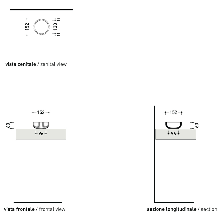 Immagine di Flaminia MINISETTECENTO ciotola portaoggetti Ø15 cm, in ceramica, colore carbone finitura opaco SE15ACAR