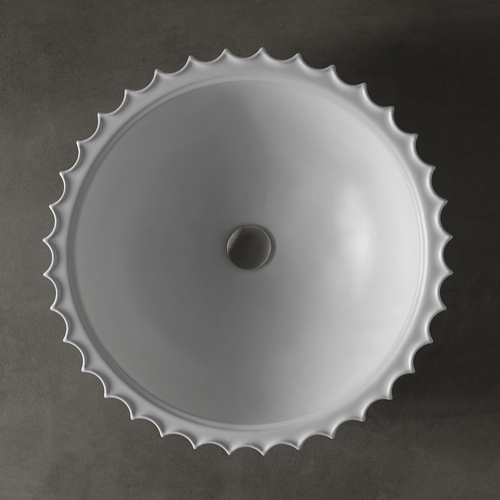 Immagine di Flaminia SETTECENTO lavabo Ø 50 cm da appoggio, in ceramica, senza foro per rubinetteria e senza troppopieno, colore bianco finitura lucido SE50A