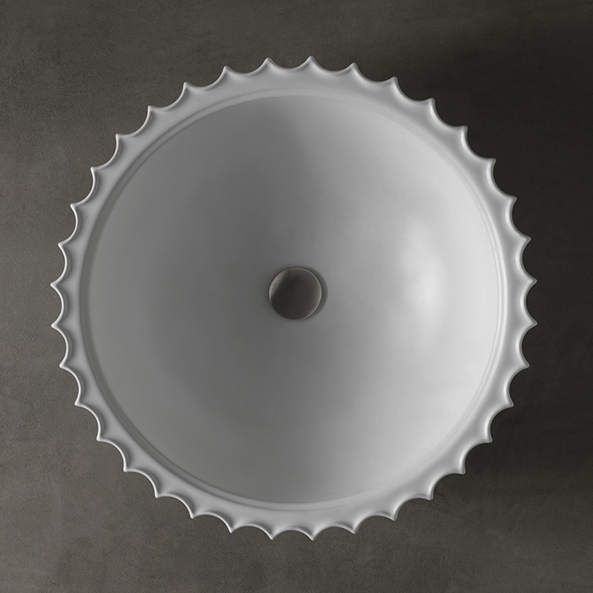 Immagine di Flaminia SETTECENTO lavabo Ø 50 cm da appoggio, in ceramica, senza foro per rubinetteria e senza troppopieno, colore bianco finitura lucido SE50A