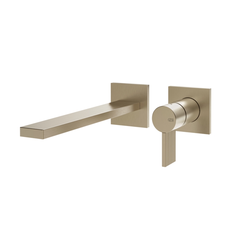 Immagine di Gessi INVERSO RIGATO miscelatore lavabo a parete, senza corpo incasso, finitura finox brushed nickel 73588#149