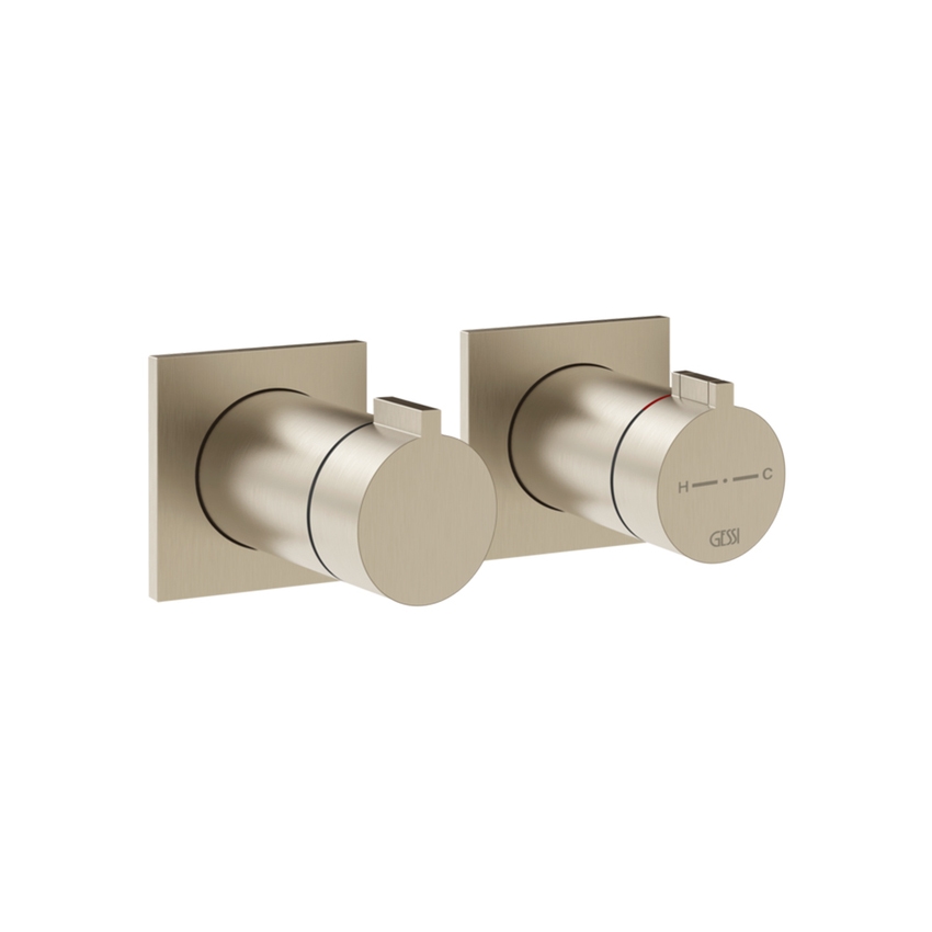 Immagine di Gessi INVERSO SHOWER miscelatore termostatico per doccia, da incasso, 2 vie, senza corpo incasso, finitura finox brushed nickel 73034#149