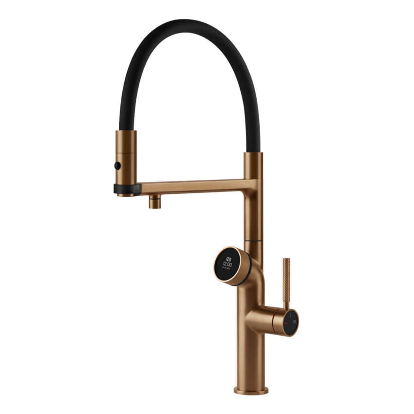 Immagine di Gessi VITA miscelatore semi-professionale monocomando H.51 cm, con bocca girevole e sistema di erogazione multifunzione, finitura warm bronze brushed PVD 60722#726