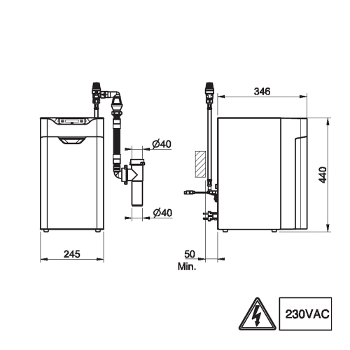 Immagine di Gessi Unità caldo per miscelatore VITA, con filtro alle resine e caldaia istantanea 5 litri in pressione a 100° 60806#031