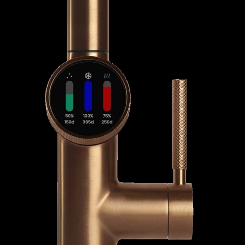 Immagine di Gessi VITA miscelatore semi-professionale monocomando H.51 cm, con bocca girevole e sistema di erogazione multifunzione, finitura warm bronze brushed PVD 60722#726