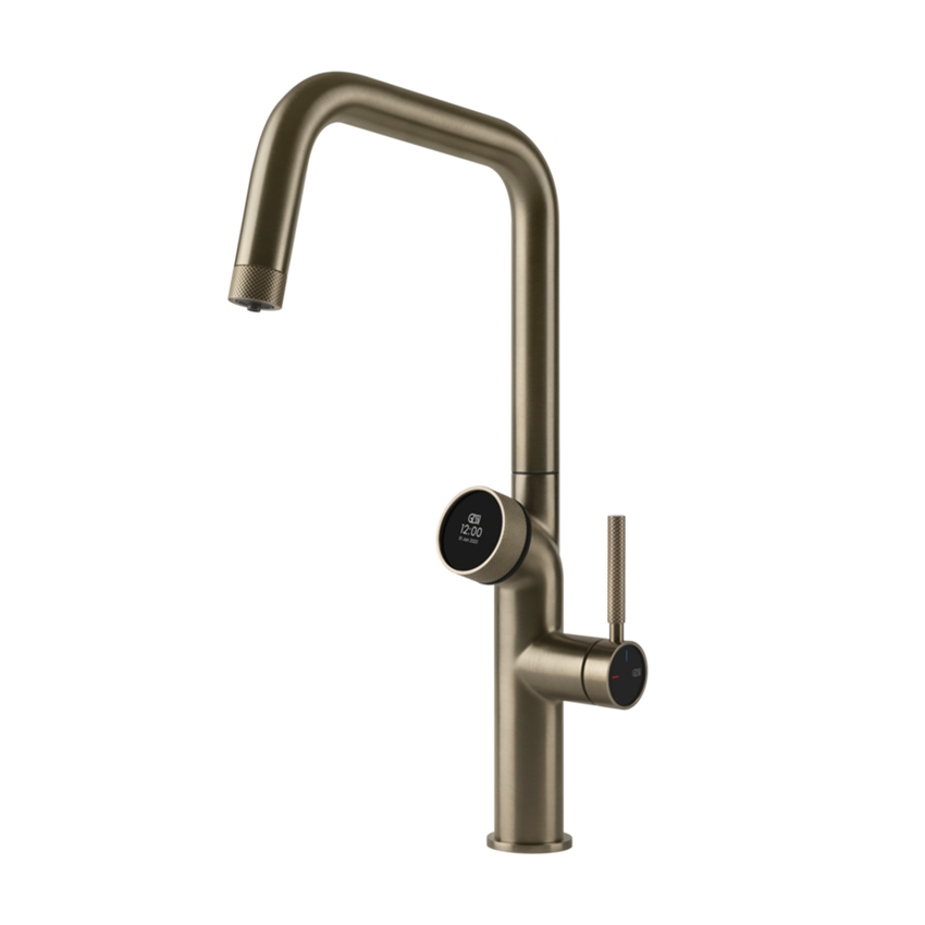 Immagine di Gessi VITA miscelatore semi-professionale monocomando H.43 cm, con bocca girevole e sistema di erogazione multifunzione, finitura finox brushed nickel 60721#149