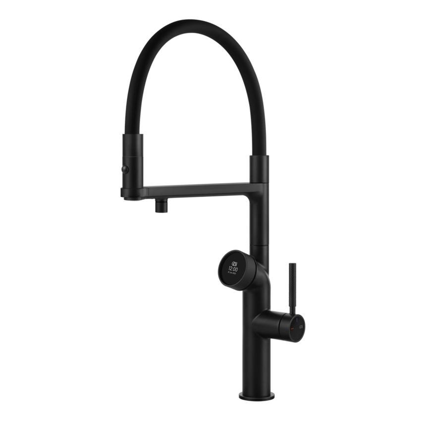 Immagine di Gessi VITA miscelatore semi-professionale monocomando H.51 cm, con bocca girevole e sistema di erogazione multifunzione, colore nero finitura opaco 60722#299