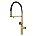 Immagine di Gessi VITA miscelatore semi-professionale monocomando H.51 cm, con bocca girevole e sistema di erogazione multifunzione, finitura brass brushed PVD 60722#727