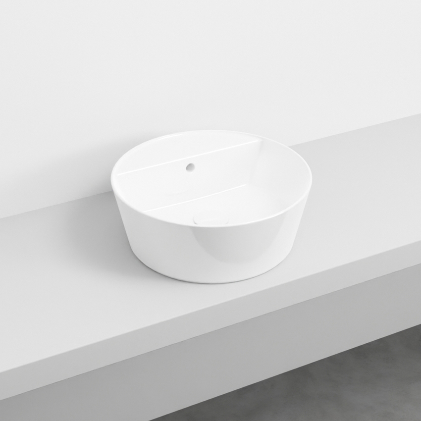 Immagine di Cielo ERA HANDY lavabo rotondo Ø 45 cm, senza foro per rubinetteria, con troppopieno, colore bianco finitura lucido HALAT45SF