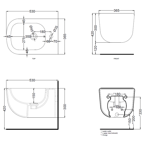 Immagine di Cielo ERA bidet sospeso monoforo, con troppopieno, completo di fissaggio, colore bianco finitura lucido ERBS