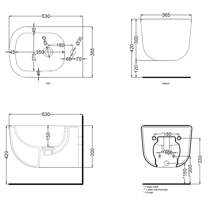 Immagine di Cielo ERA bidet sospeso monoforo, con troppopieno, completo di fissaggio, colore bianco finitura lucido ERBS