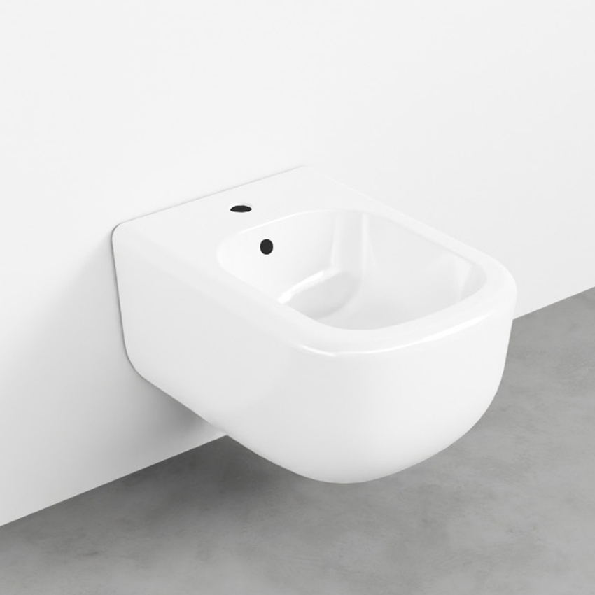 Immagine di Cielo ERA bidet sospeso monoforo, con troppopieno, completo di fissaggio, colore bianco finitura lucido ERBS