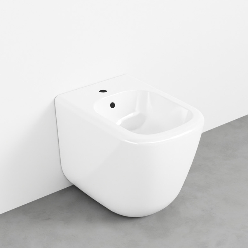 Immagine di Cielo ERA bidet a pavimento monoforo, con troppopieno, completo di fissaggio, colore bianco finitura lucido ERBI