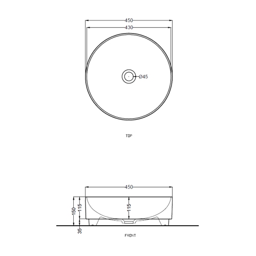 Immagine di Cielo MARE lavabo da appoggio tondo Ø 45 cm, senza foro per rubinetteria e senza troppopieno, colore bianco finitura lucido MRLAT