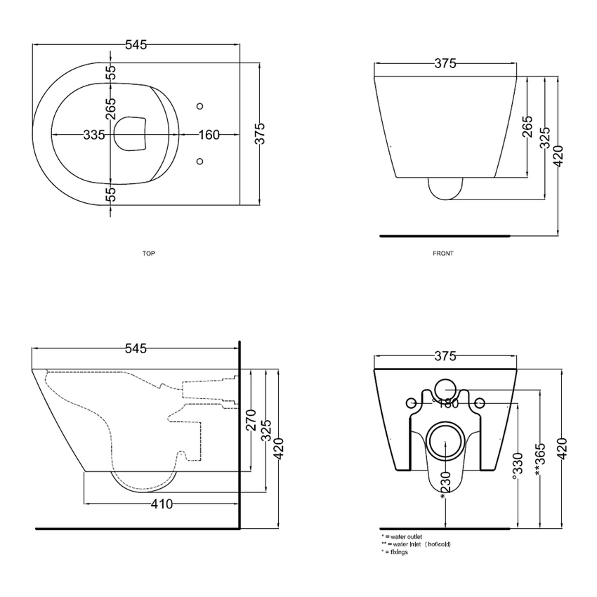 Immagine di Cielo MARE set completo sanitari sospesi vaso rimless, sedile a discesa rallentata, bidet monoforo con troppopieno, colore basalto finitura opaco MRVSKBA+CPVMRTFBA+MRBSBA
