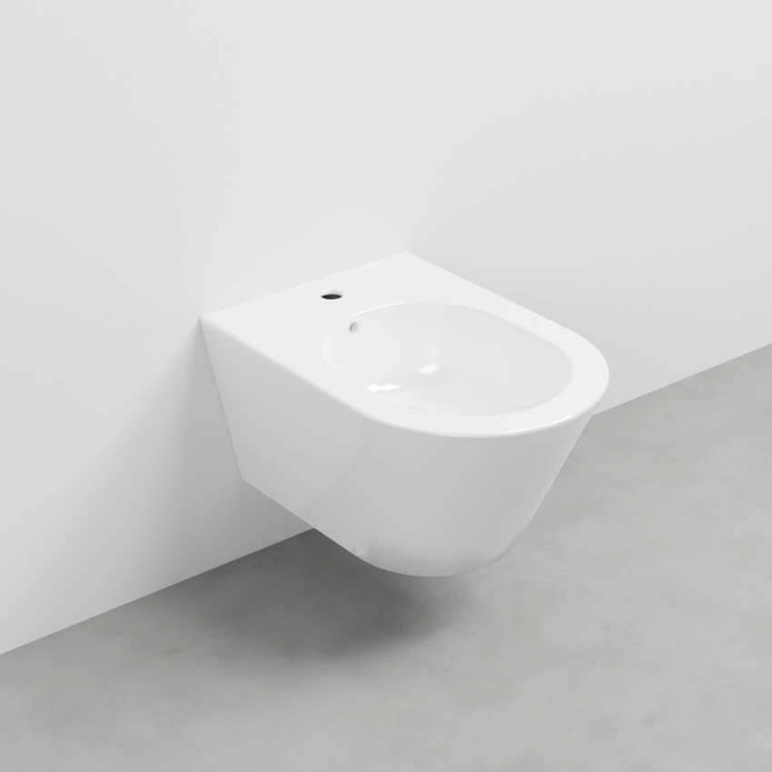 Immagine di Cielo MARE bidet sospeso monoforo, con troppopieno, completo di fissaggio, colore bianco finitura lucido MRBS