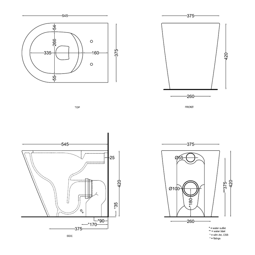 Immagine di Cielo MARE vaso a pavimento, senza brida e senza sedile, con scarico a parete, completo di fissaggi, colore avena finitura opaco MRVAKAV
