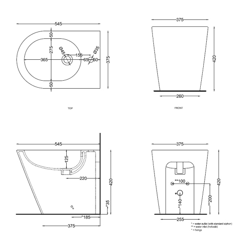 Immagine di Cielo MARE bidet a pavimento monoforo, con troppopieno, completo di fissaggio, colore bianco finitura lucido MRBI