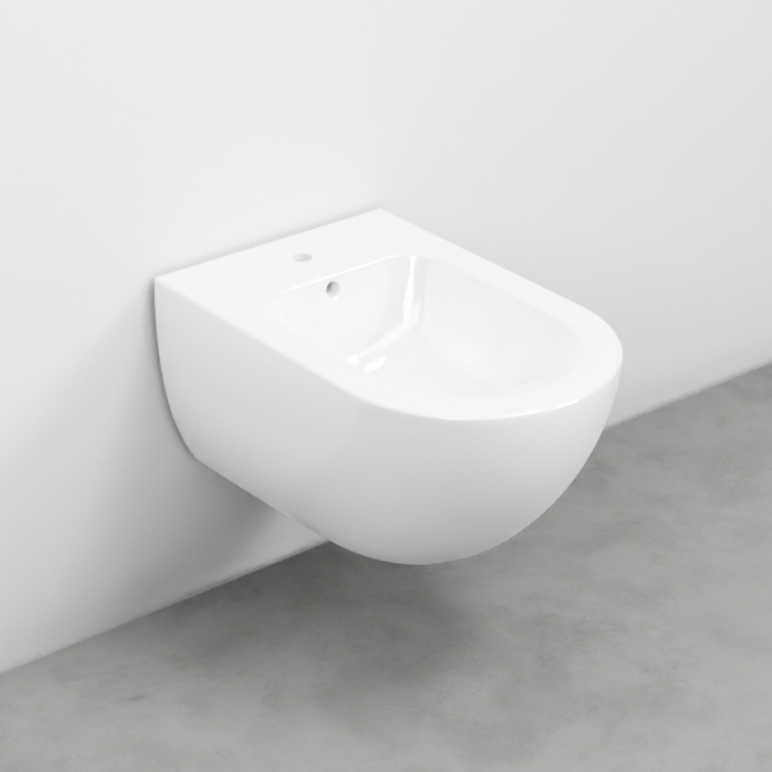 Immagine di Cielo ENJOY bidet sospeso monoforo, con troppopieno, completo di fissaggio, colore bianco finitura lucido EJBS