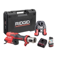 Immagine di Ridgid RP 251 pressatrice in linea a batteria completo di ganasce TH 16-20-26 mm, con cassetta di trasporto, caricabatteria 12 V e batteria Li-Ion 12 V 2.5 Ah Advanced 78278