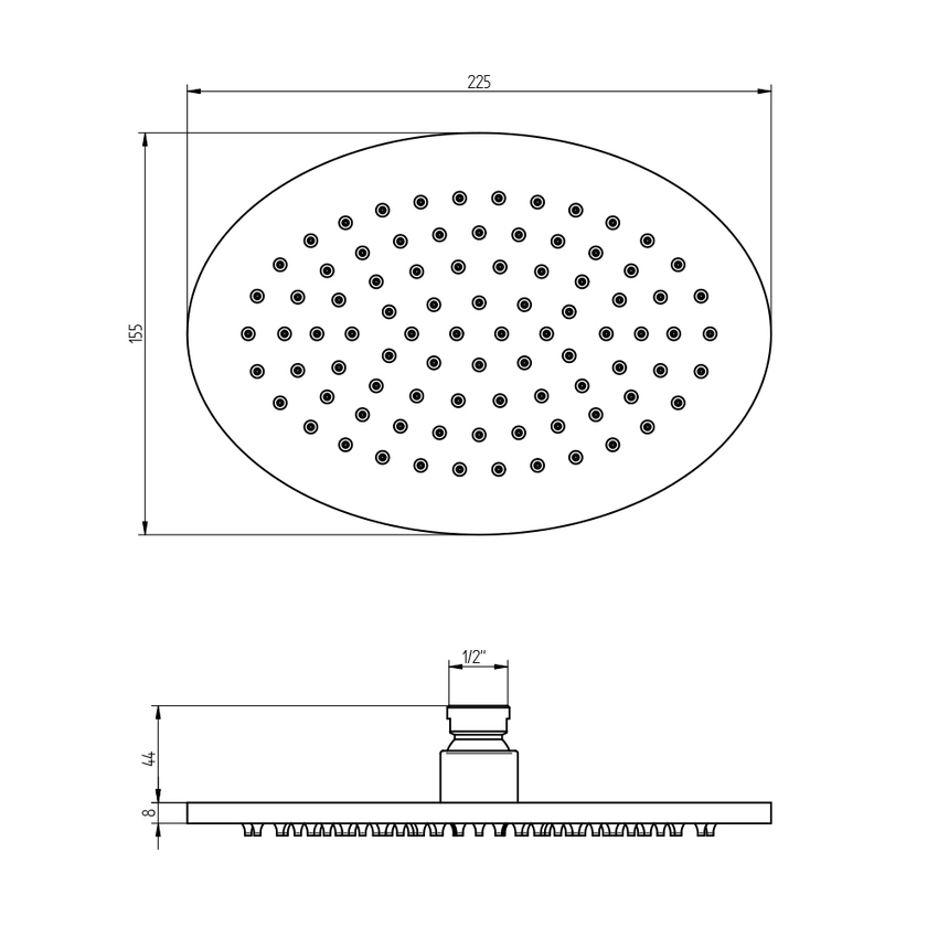 Immagine di Bellosta Soffione ovale L.23 P.16 cm, erogazione a pioggia, finitura cromo 01-805005