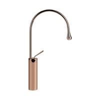 Immagine di Gessi GOCCIA miscelatore lavabo alto H.53 P.29 cm, senza scarico, con flessibili di collegamento, finitura copper GHRC 33609#123