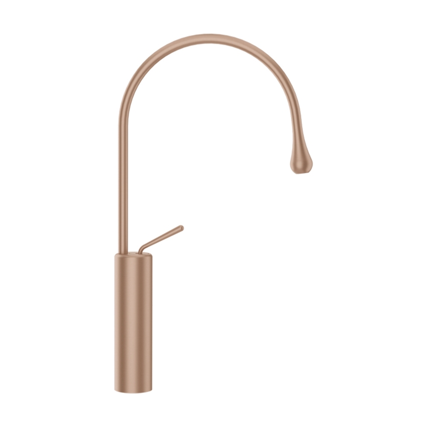 Immagine di Gessi GOCCIA miscelatore lavabo alto H.53 P.29 cm, senza scarico, con flessibili di collegamento, finitura copper brushed GHRC 33609#125