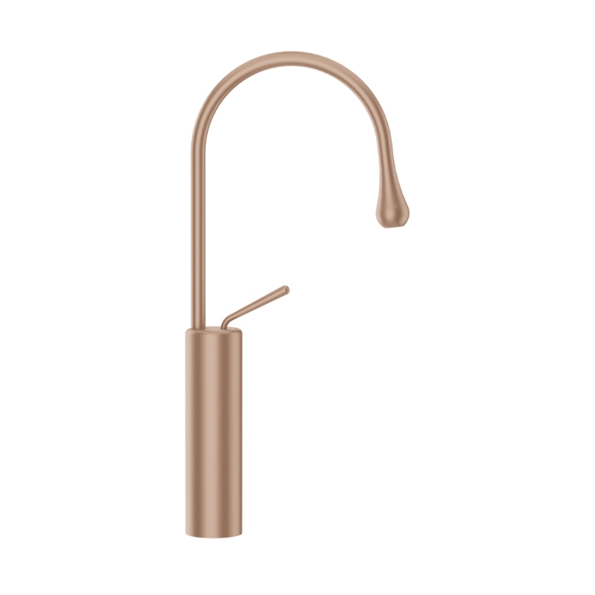 Immagine di Gessi GOCCIA miscelatore lavabo H.47 P.22 cm, senza scarico, con bocca girevole, finitura copper brushed GHRC 33608#125