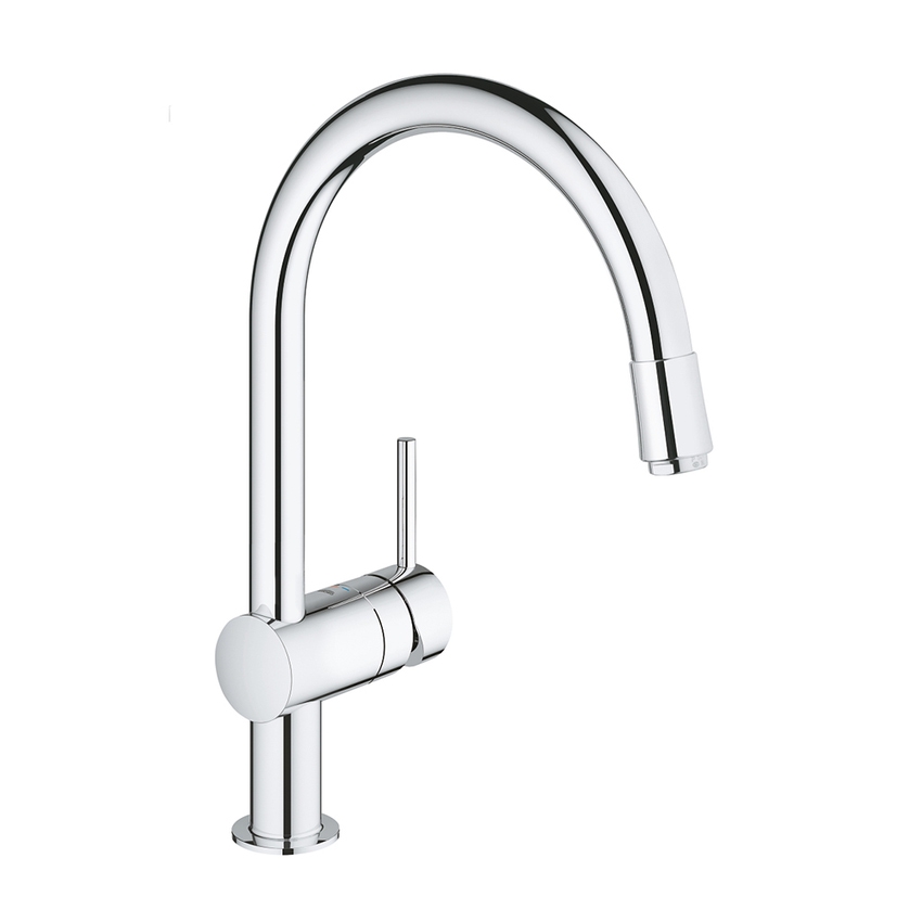 Immagine di Grohe MINTA miscelatore monocomando H.36 cm per lavello, con mosseur estraibile e bocca girevole, finitura cromo 32918000