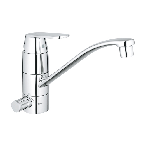 Immagine di Grohe EUROSMART COSMOPOLITAN miscelatore monocomando H.20 cm per lavello, con rubinetto lavastoviglie e bocca girevole, finitura cromo 31161000