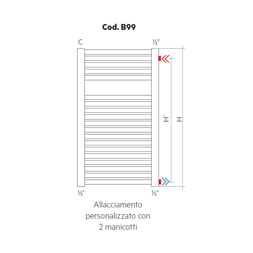 Immagine di Irsap Allacciamento personalizzato con 2 manicotti (richiedere fattibilità) Cod.B99-1