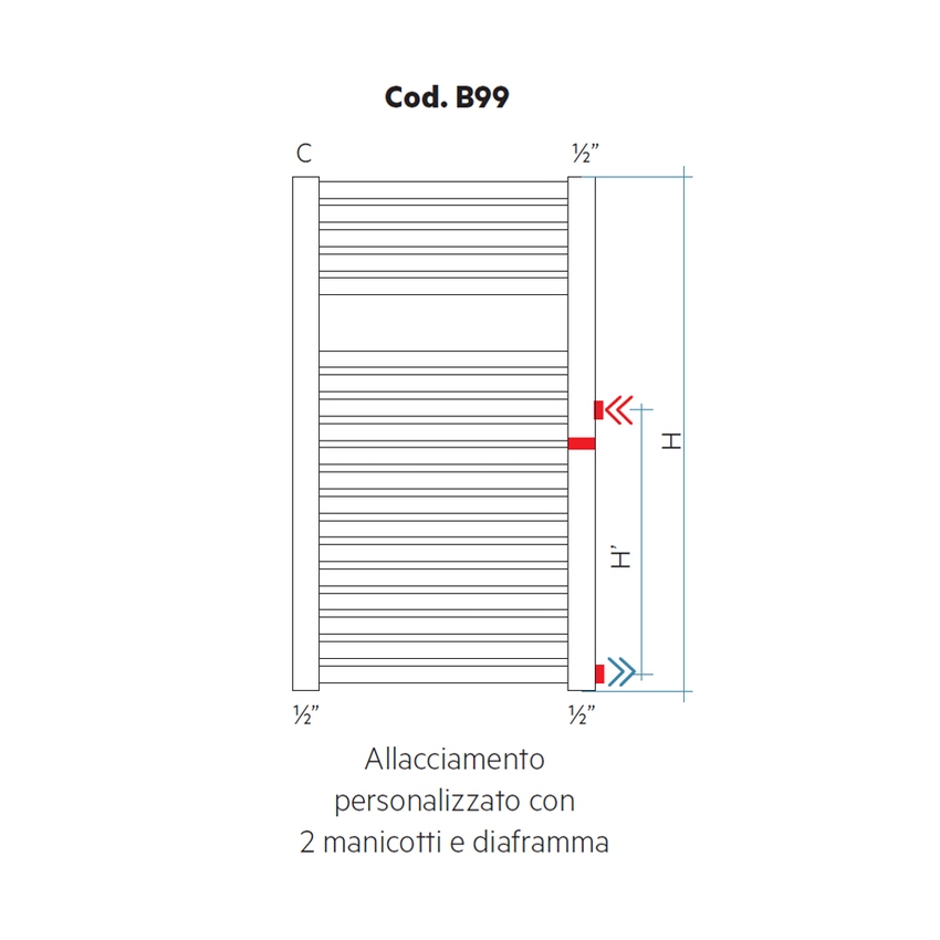 Immagine di Irsap Allacciamento personalizzato con 2 manicotti e diaframma (richiedere fattibilità) Cod.B99-2