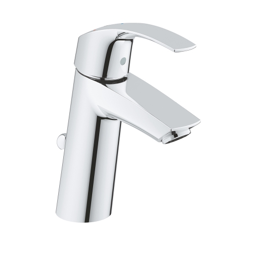 Immagine di Grohe EUROSMART miscelatore monocomando H.17 cm per lavabo, con scarico, con tecnologia Grohe SilkMove Energy e Water Saving, finitura cromo 2339310E